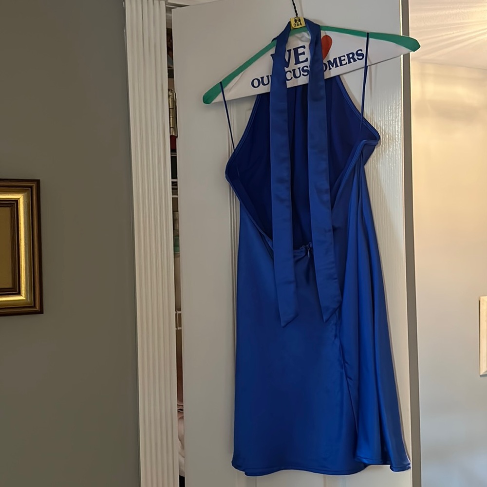 Royal blue mini backless dress